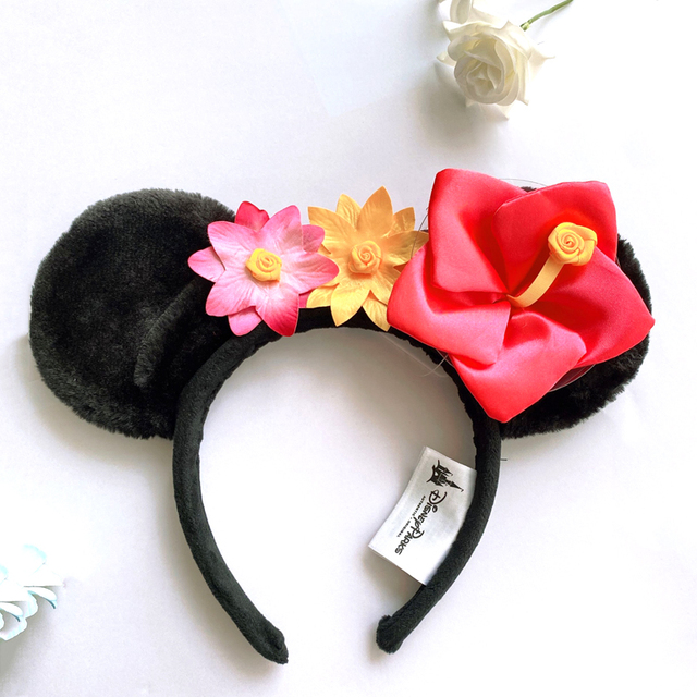 Original Disney Mickey Mouse Earphone Shanghai Disney Big Ears Bows Costume Headband Cosplay Plush Adult/Kids Headband Gift