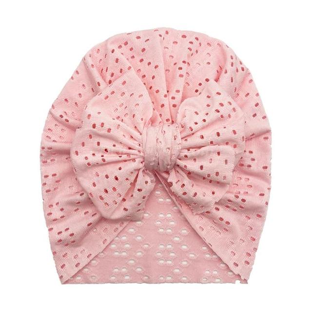 Newborn Fetus Hat Summer Hollow Breathable Baby Headband Knotted Polyester Hats for Newborn Infant Headwear Baby Shower Caps