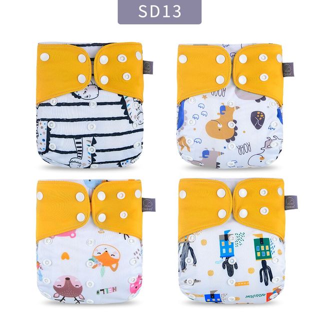 New Elinfant 4pcs/set Washable Reusable Gray Mesh Cloth Adjustable Diaper Nappy Cover Cloth Pocket Diaper Fit 3kg~15kg Baby