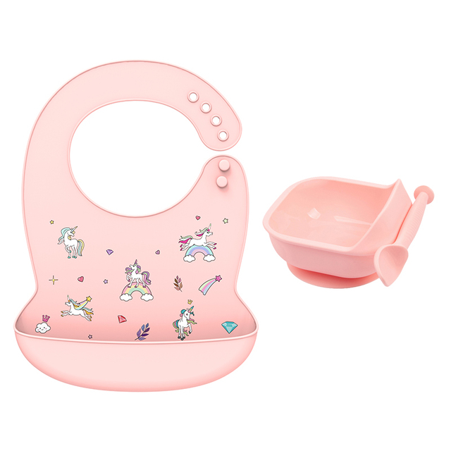 LOFCA 1 Set Baby Silicone Feeding Bowl Food Grade Liquid-Proof Suction Rotating Bowl Learning Dishes Tableware Children Plate