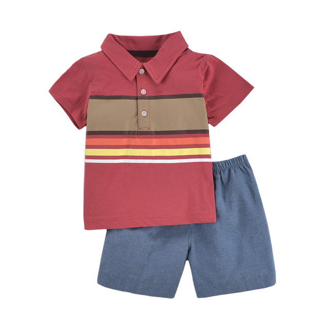 Summer Boys Gentleman Infant Clothing Set Newborn Sportswear Boys Outfits Toddler Outfits Boys Polo Shirts Sports Pants