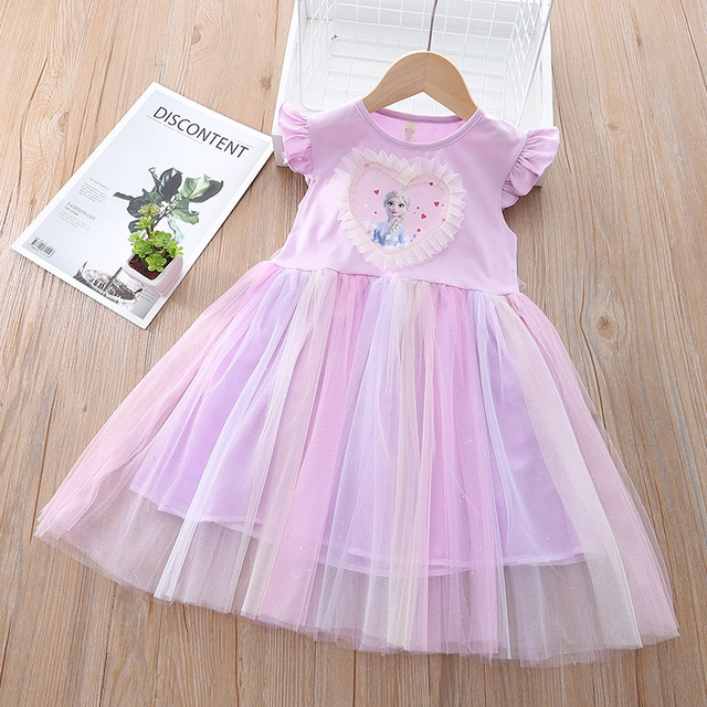 Summer Beautiful Kids Dresses For Girls Lace Princess Dress Frozen Elsa Party Costume Korean Kids Clothes Vestidos Toddler