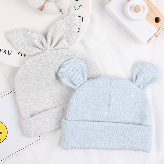 Newborn cotton hat rabbit ears bear ears hat lovely spring summer baby hat suitable for 0-6 months old baby