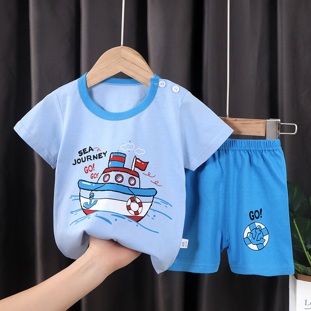 Seieroad Summer Children's Clothing Cartoon Unicorn Boys T-shirt + Pants Short Sleeve Children Clothing Set Teenage Tracksuit