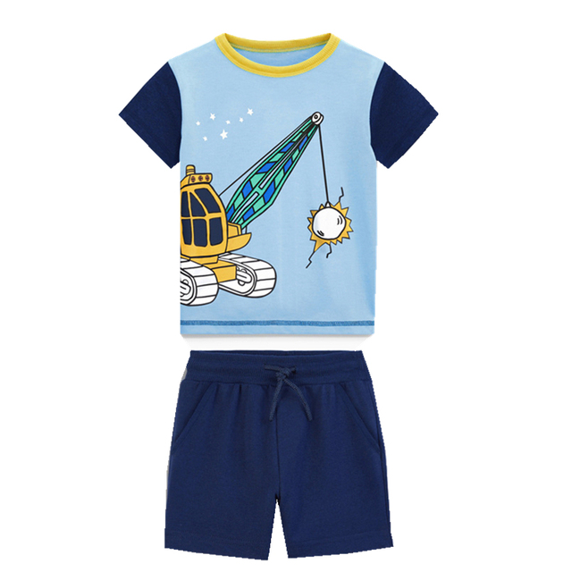 Kids Summer Clothes Boys Girls Cotton T-Shirts Sets Princess Girl Unicorn Printing Suits Children Boy Lapel Tops Pants Clothes