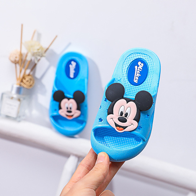 Disney Summer New Frozen Princess Slippers Non-slip Home Indoor Boys Mickey Mouse Cute Princess Off-Beach Shoes