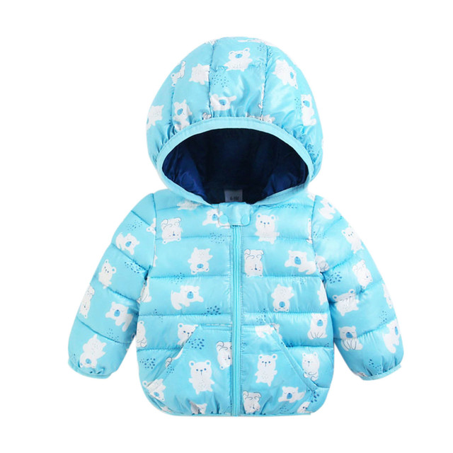 Cartoon Dinosaur Flower Print Hooded Cotton Down Jacket Baby Winter Cartoon Windproof Coat Hooded Warm Outerwear Jacket Freeship