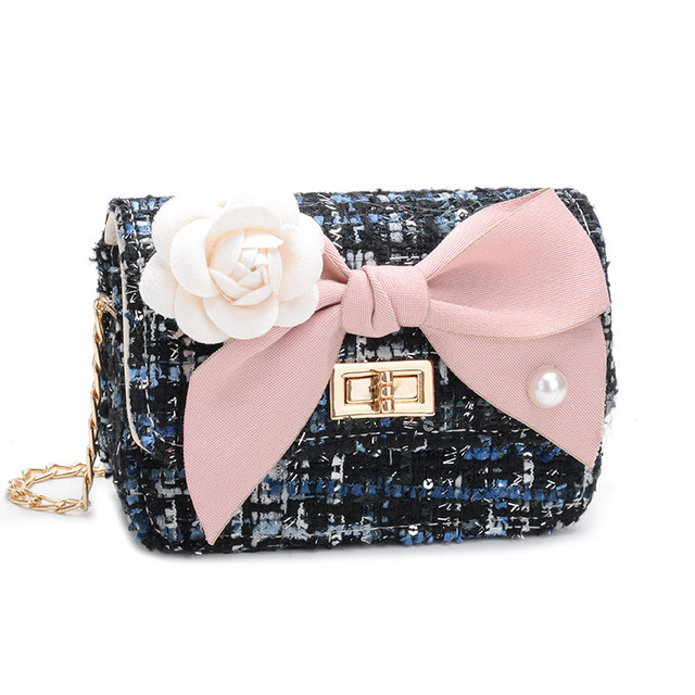 Korean Style Women Woolen Cross Body Handbags Cute Girls Princess Purses And Handbags Baby Pearl Clutch Purse