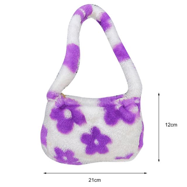 Women Shoulder Bags Soft Warm Plush Handbags Autumn Winter Fluffy All-Match Phone Evening Bags Ladies Top-Handle Bag