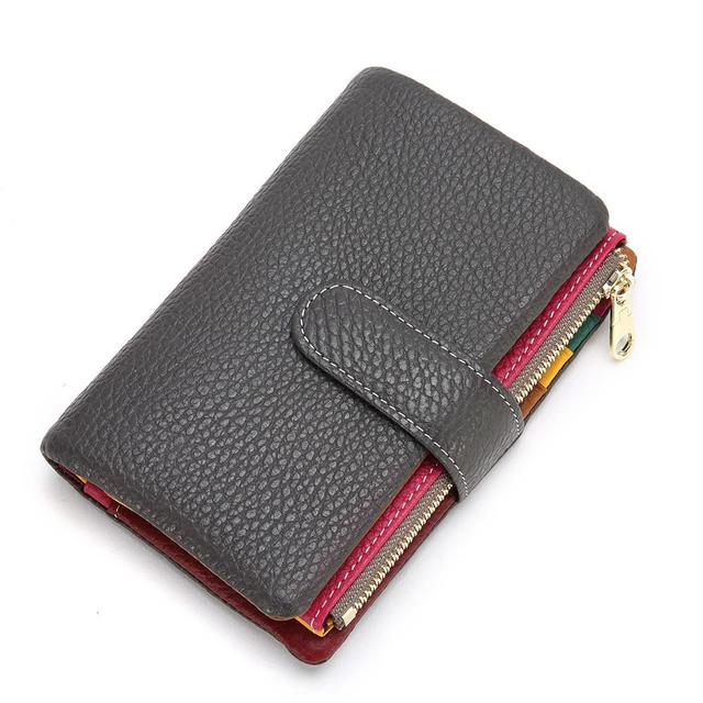 Fashion women's new small wallet multi-card zipper bag fashion buckle first layer cowhide coin purse female