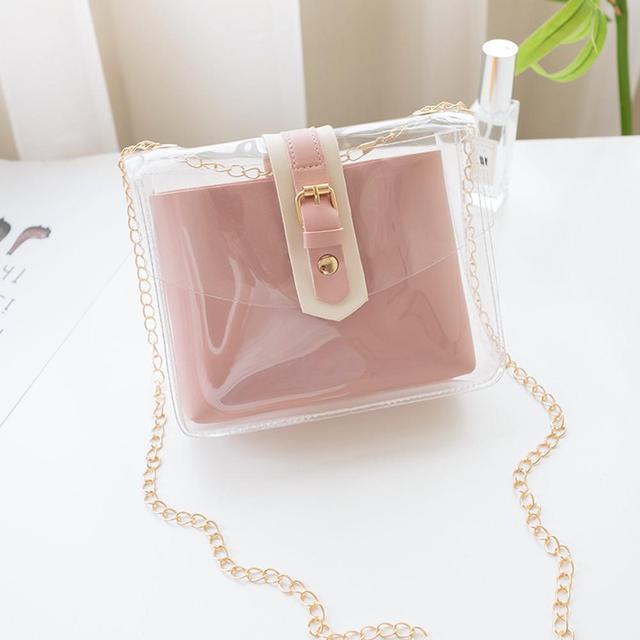 2pcs Transparent Mini Summer Bags Women Buckle Clear PVC Jelly Small Shoulder Bag Female Chain Camouflage Messenger Bags Tote