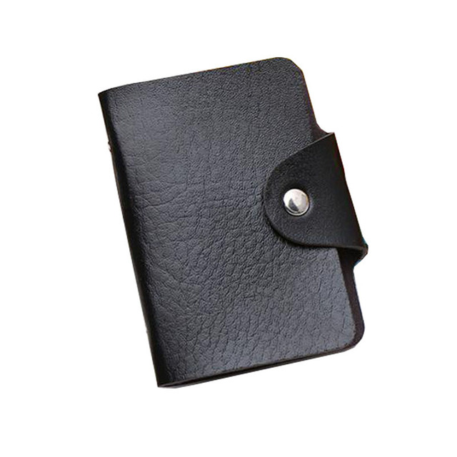 24 Slots Card Holder PU Leather Slim Bank Credit ID Card Coin Pouch Bag Pouch Purse Organizer Thin Business Card Clip With Button