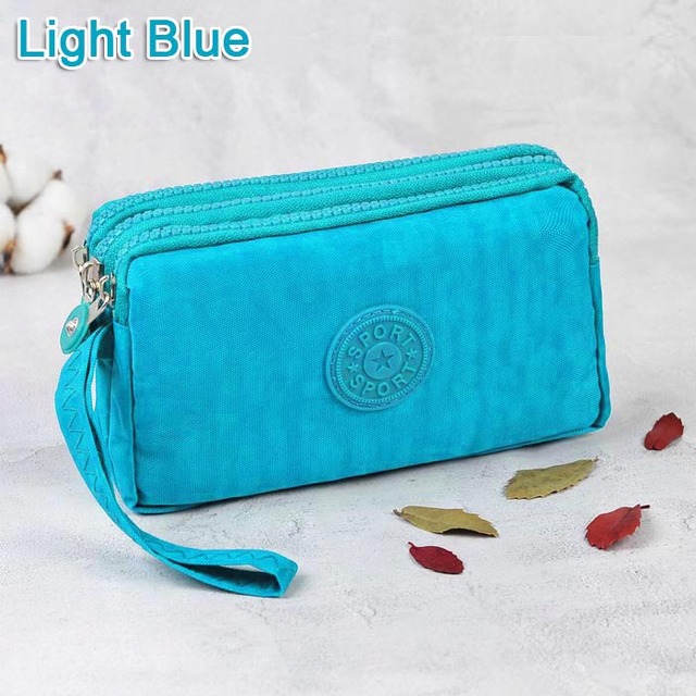 3 Zippers Lady Purses Women Wallets Brand Clutch Coin Purse Cards Keys Money Bags Canvas Short Woman Girls Wallet Pierce Bags