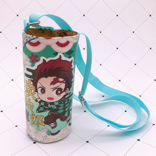 Devil Blade Cartoon Anime Peripheral PU Cup Cover Demon Slayer Kimetsu no Yaiba Kamado Nezuko Student Children Kids Kettle Bag