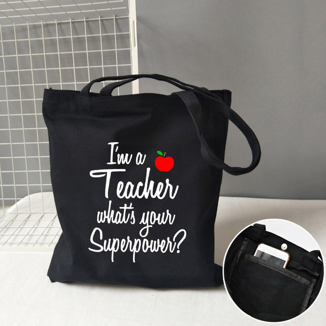 Teacher life rainbow small cotton bag teacher canvas bag graduation gifts tote big teachers appreciation or year-end gift