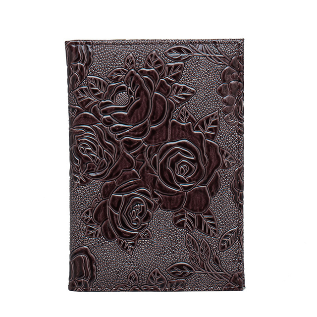 Hot Sale Red 3D Embossed Rose PU Leather Women Passport Holder Embossing Passport Cover Credit Card ID Bag