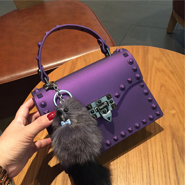 luxury handbags women bags designer jelly bag fashion vintage woman shoulder bag 2021 pvc rivet handbags