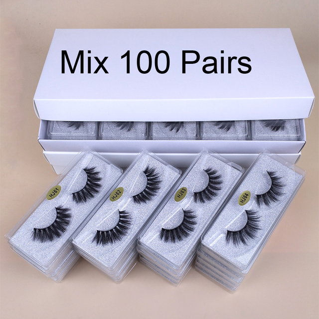 Mink eyelashes wholesale 30/50/100pcs 3D mink lashes bulk natural faux false eyelashes package makeup fake eyelashes bulk items