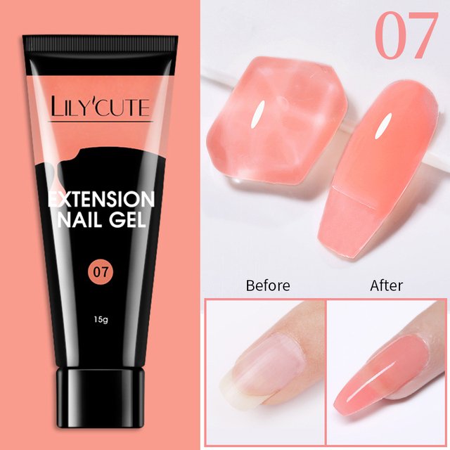 LILYCUTE Nail Extension Gel Clear White Pink UV LED Extension Gel Nail Tips Enhancement Slip Quick Solution Extension Gel