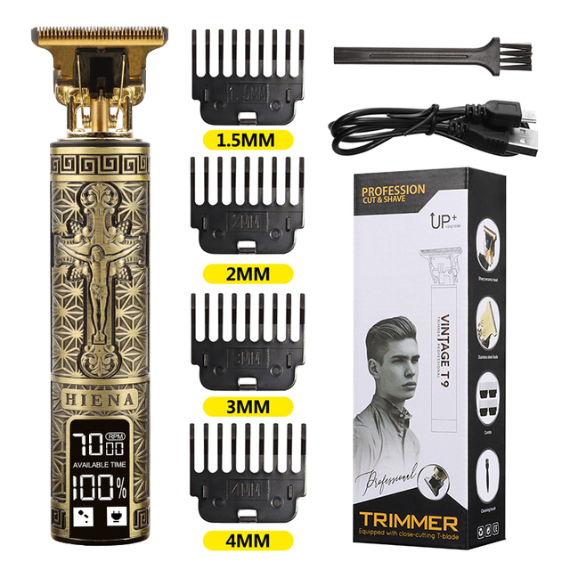 T9 Hair Clipper Electric Shaver Professional Barber Hair Trimmer Machine 0mm Hair Cutting Machine For Men USB Rechargeable HIENA