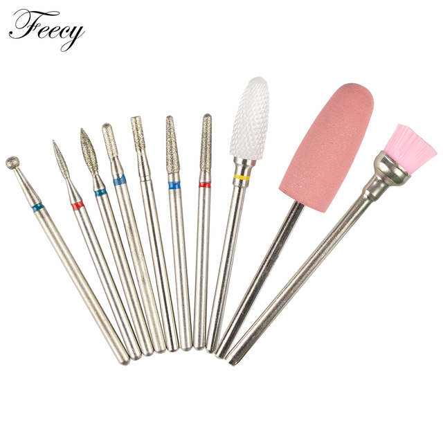 10pcs Ceramic Diamond Grinding Cutter For Manicure Set Nail Bits Grinder Cutters To Remove Gel Varnish Nail Art Accessories