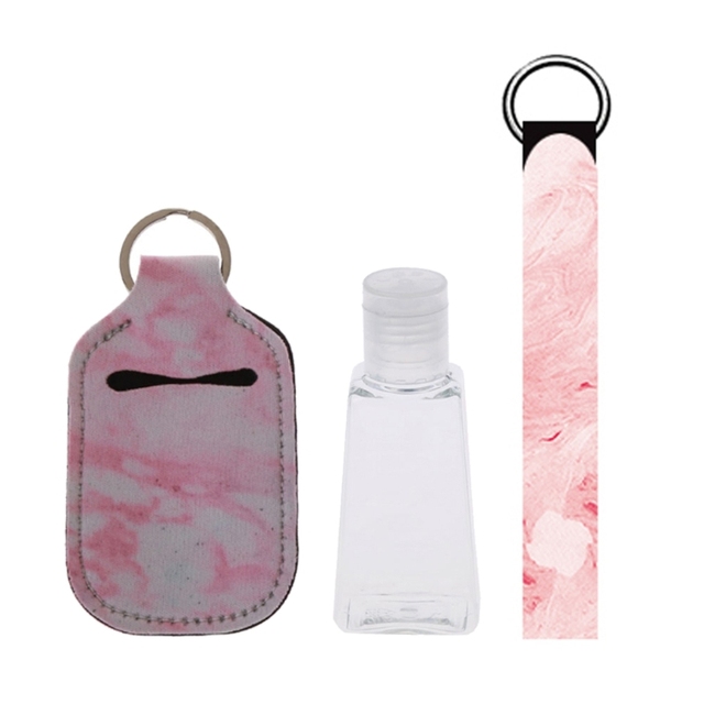 Portable 1oz Refillable Empty Travel Bottles With Keychain Holder Wristlet Set Keychain Bottle Container With Flip Caps