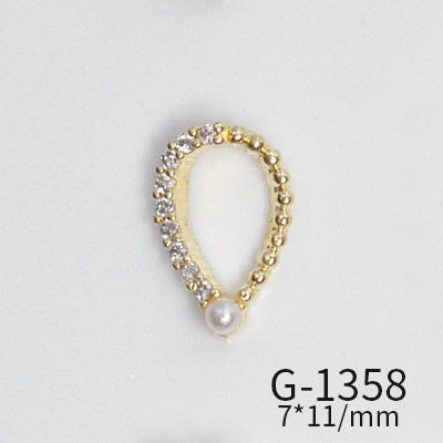 10pcs/lot 3D Luxury Moon Crane Zircon Crystals Rhinestones Pearl Nail Art Jewelry Nail Decorations Accessories Charms Supplies