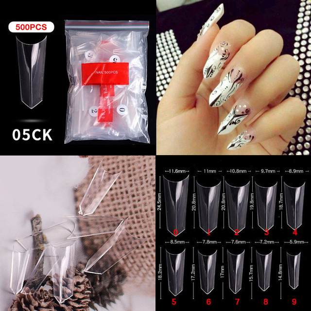 500pcs False Nail Extension Full Cover Fake Nails French False Nail Clear/White False Nail Tips Art Manicure Tool French Nail