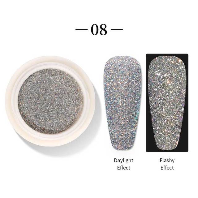 Born Pretty Reflective Glitter Powder Sea Salt Nail Powder Shining Nail Glitter Chrome Pigment Dust Hollow Powder Nail Decoration