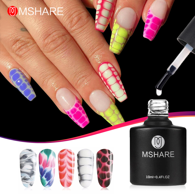 MSHARE Blooming Gel Blossom Soak Off UV Flower Watercolor Smudge Bubble Smoke Ink Effect Nail Polish Lacquer 10ml in Bottle