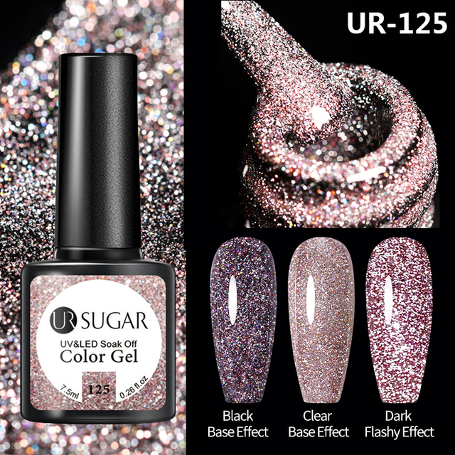 UR SUGAR 7.5ml Glitter Reflective Gel Nail Polish Manicure Nail Art Semi Permanent UV LED Nail Polish Lamp