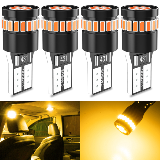 Canbus W5W T10 LED Car Light, Interior Light, Dome Light, White Light, Red, Orange, Blue, 4pcs, 12V