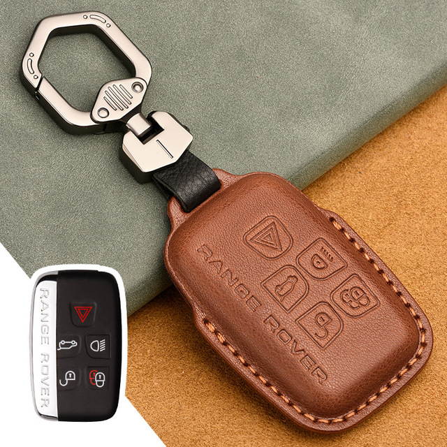 Luxury Genuine Leather Car Key Case For Jaguar Land Rover Evoque Sport Accessories Keychains Bag Holder Keyring Fob Shell