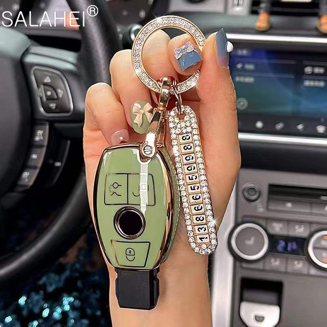 PU Diamond Car Key Case For Benz 2017 E Class W213 2018 S class Benz W245 W204 W205 W210 W212 W221 W222 CLK Accessories