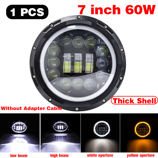 45W/60W/75W/80W/90W Car Led 7 Inch Car Accessories Angel Eyes H4 Led Headlight For Lada Niva 4X4 Uaz Hunter Hummer