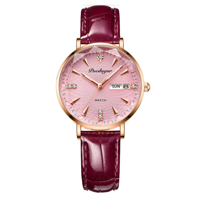 Swiss Brand POEDAGAR Women Watches Luxury Rose Gold Mesh Wristwatch Fashion Simple Waterproof Date Ladies Bracelet Watch Clock