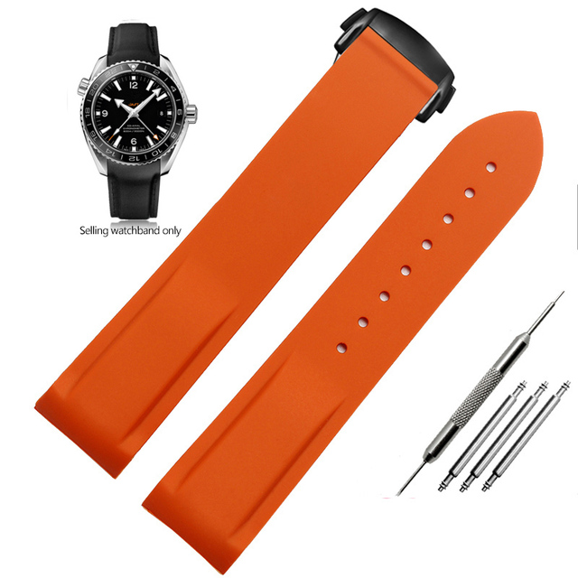 20mm 22mm Curved End Rubber Silicone Watch Bands For Omega Seamaster 300 Speedmaster Strap Brand Watchband Blue Black Orange