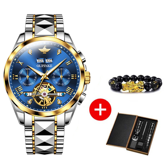 New luxury men automatic mechanical wristwatch tungsten steel watch top brand sapphire glass men watches reloj hombre