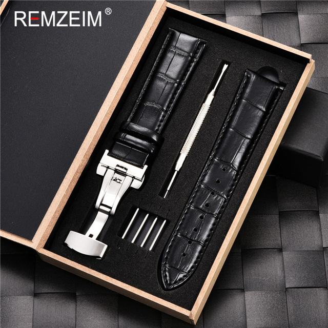 Remz Patterned - Genuine calfskin leather watch strap size 16, 17, 18, 19, 20, 21, 22, 23 and 24mm, with box and watch accessories