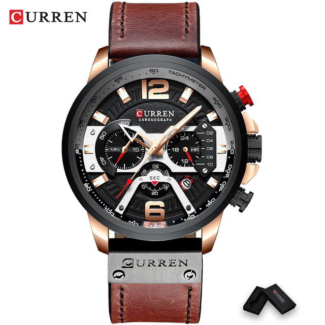 CURREN Casual Sport Watch Blue Watch Men Luxury Military Leather Wrist Watch Man Watch Fashion Chronograph Relogio Masculino