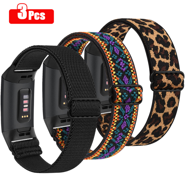 6pcs/4pcs/3pcs/lot Woven Elastic Watch Band For Fitbit Charge 4 3 Strap Sport Fabric Bracelet Correa For Fitbit Charge 3 4 Band