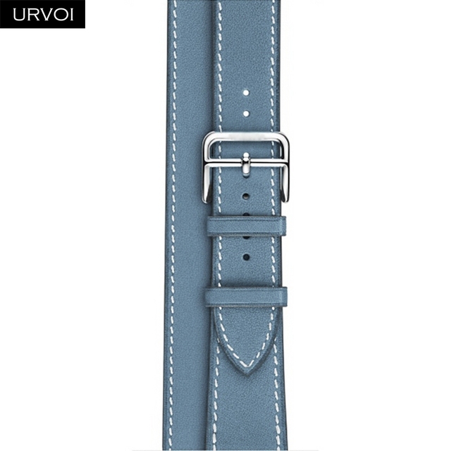 URVOI Double Round Band for Apple Watch Series 7 6 SE 5 4 3 Strap for iwatch Strap High Quality Soft Genuine Leather Loop Wraps