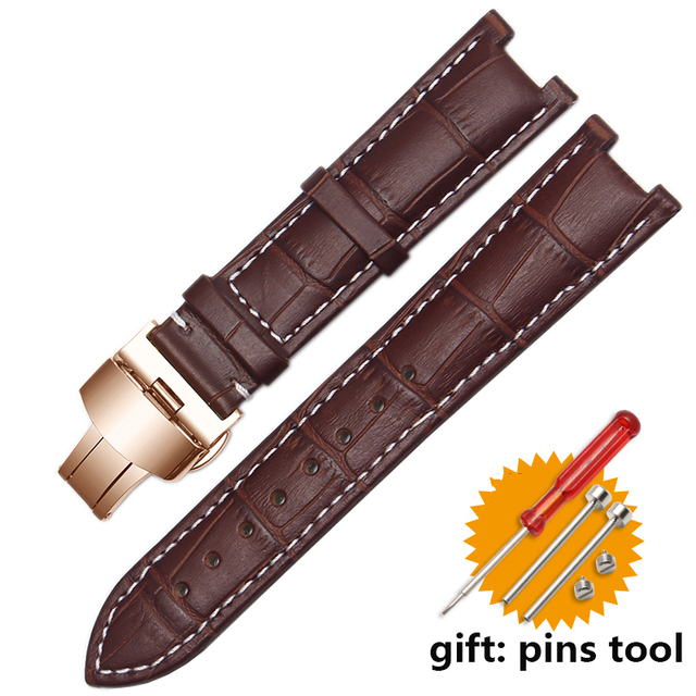 Genuine leather watchband for GC wristband 22*13mm 20*11mm engraved strap with butterfly stainless steel buckle