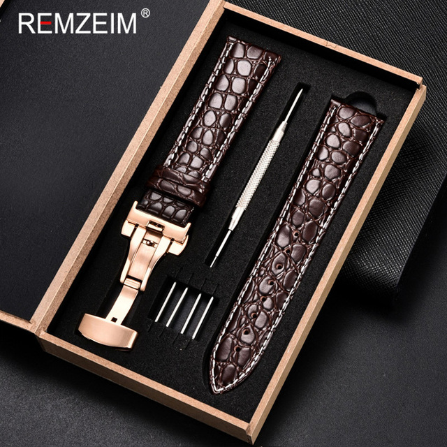 REMZEIM Calfskin Watchband 18mm 19mm 20mm 21mm 22mm 24mm Women Men Leather Strap Watch Band Accessories Wristband