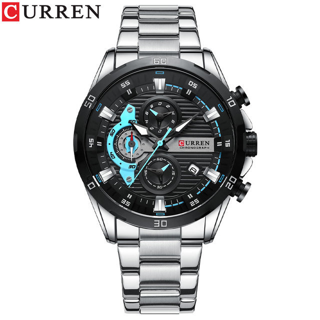 CURREN Men Fashion Waterproof Sport Quartz Chronograph Wristwatch Luxury Stainless Steel Watch With Luminous Relogio Masculino