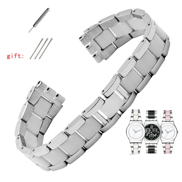 For Swatch Solid Core Metal Bracelet Concave Convex Watch Chain YCS YAS YGS Iron Men and Women Steel Ceramic Watchband