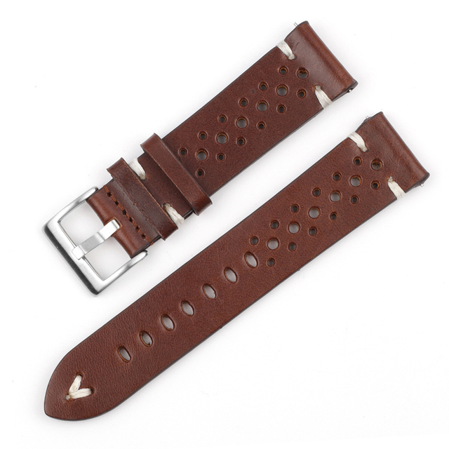 Onthelevel Leather Watch Strap 18mm 20mm 22mm 24mm Durable Coffee Brown Color Watch Band Quick Release Watch Straps Replacement