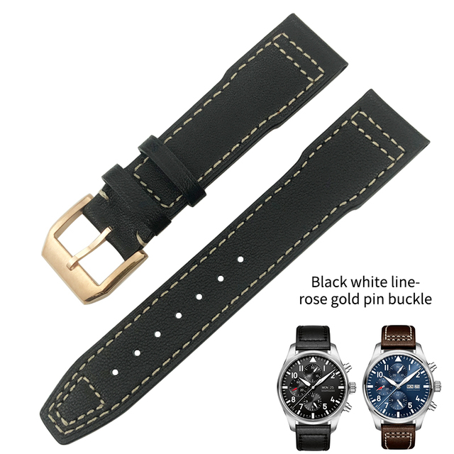 20mm 21mm 22mm High Quality Cowhide Genuine Leather Watchband Suitable for IWC Pilot Mark 18 Soft Brown Watch Strap Tang Clasp