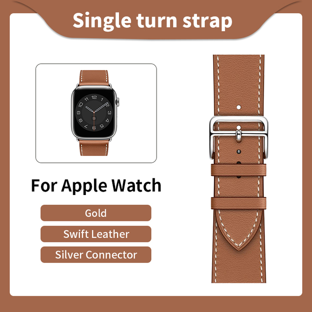 Kebitt High Quality Genuine Leather Single Round iWatch Smart Watch Strap for Apple Watch 7 6 Se 5 4 3 Strap 40mm 44mm 41mm 45mm