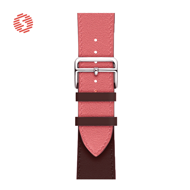 ShengOne Leather Bracelet Fashion Exquisite Bracelet for Apple Watch 7 6 SE 5 4 45 44 42mm Two Tone Replacement Strap 3 2 41 40 38